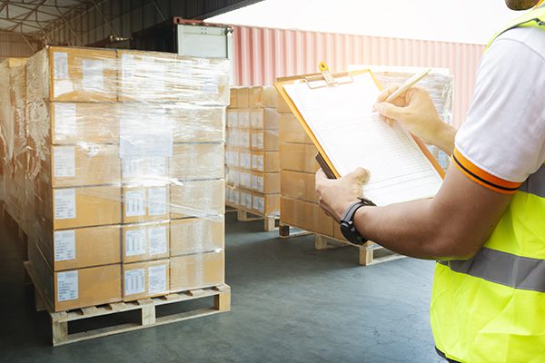 Cargo waits to be loaded on a truck