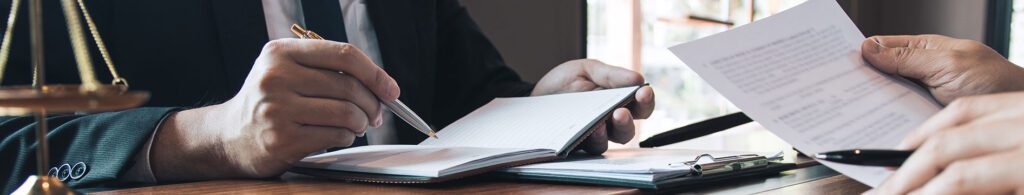 Business lawyer is currently counseling the client's trial at the lawyer office.